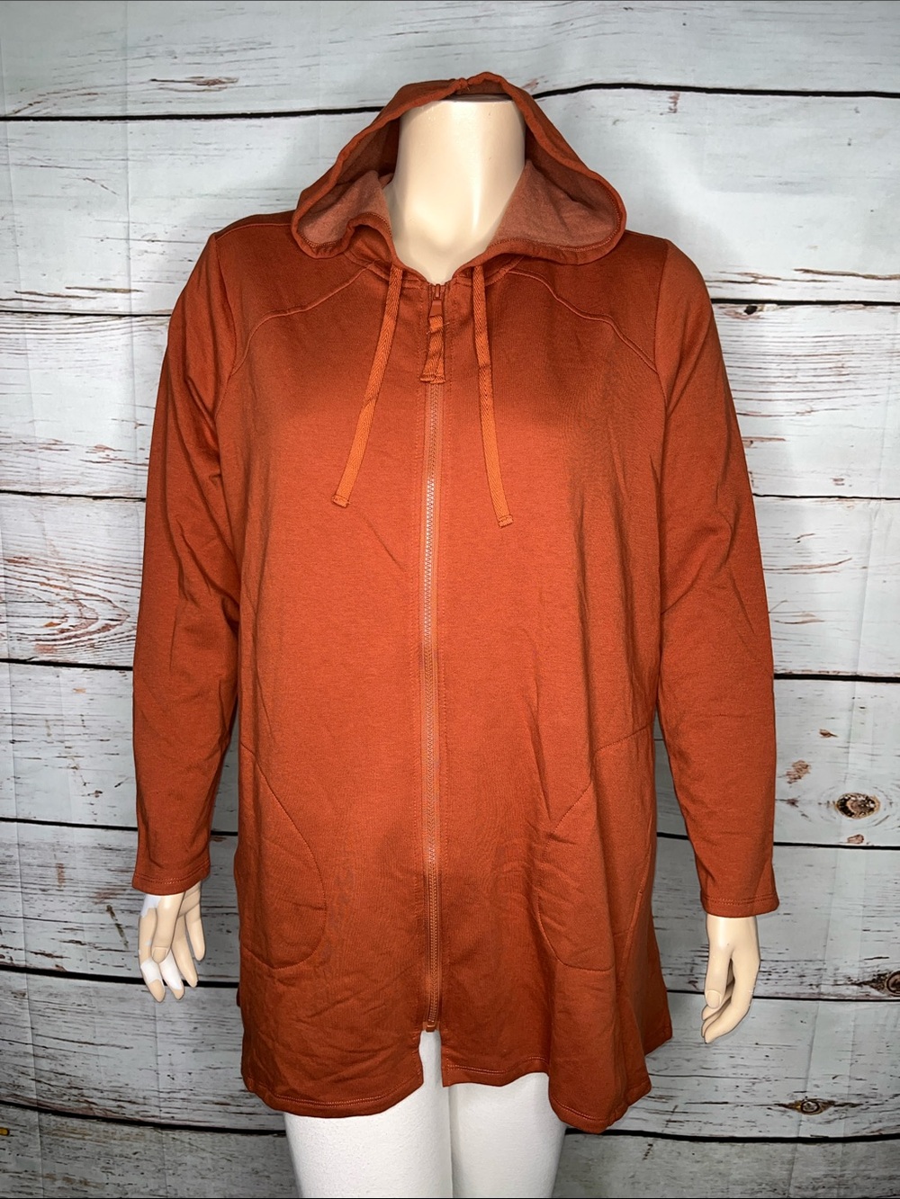 LOGO Lounge NWOT Size 1X Rust Zip Front Hoodie Sweatshirt Jacket